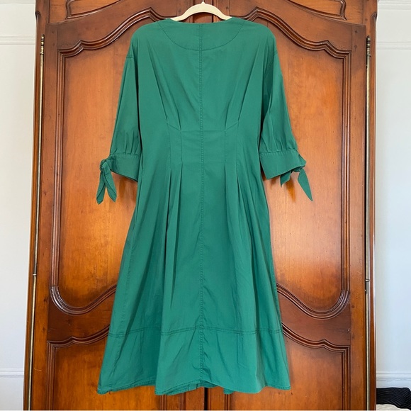 Grey Jason Wu Kelly Emerald Green Midi Button Front Shirt Dress | Size 10 - Picture 8 of 13